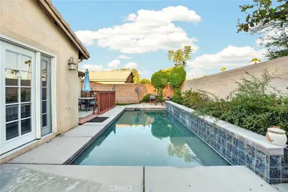 Private backyard pool with mountain views